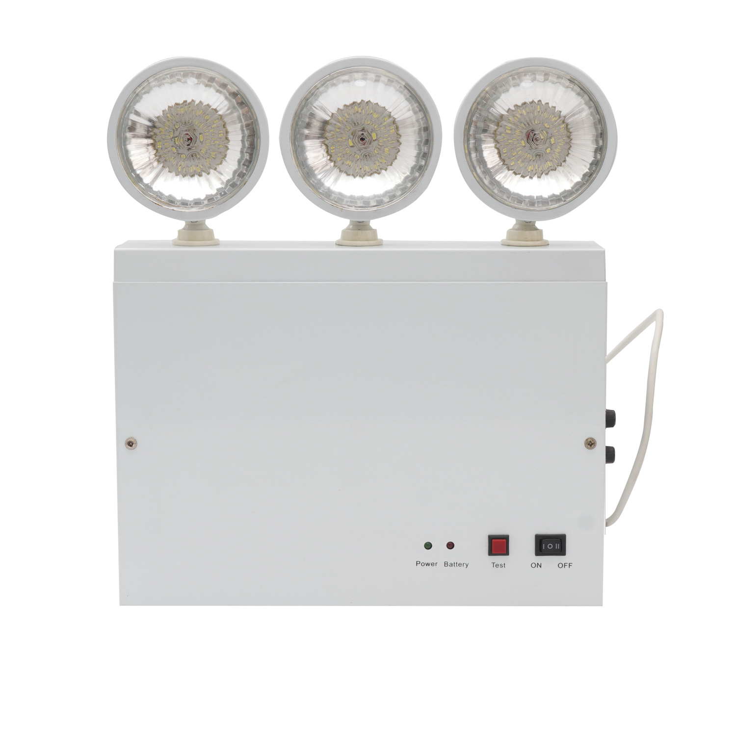 Lumière LED blanche à trois têtes d'urgence Batterie au plomb-acide rechargeable non entretenue Lumières LED d'urgence